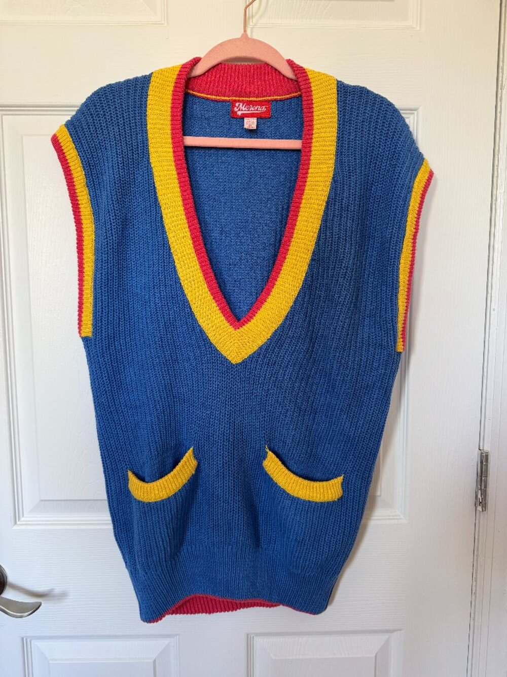 Vintage 90s Merona Knitted Oversized Sweater Vest Size M
